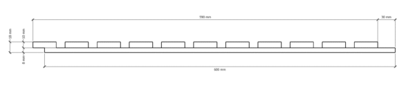 Eik spilepanel – 40 × 10 mm med 15 mm mellomrom - Bilde 4