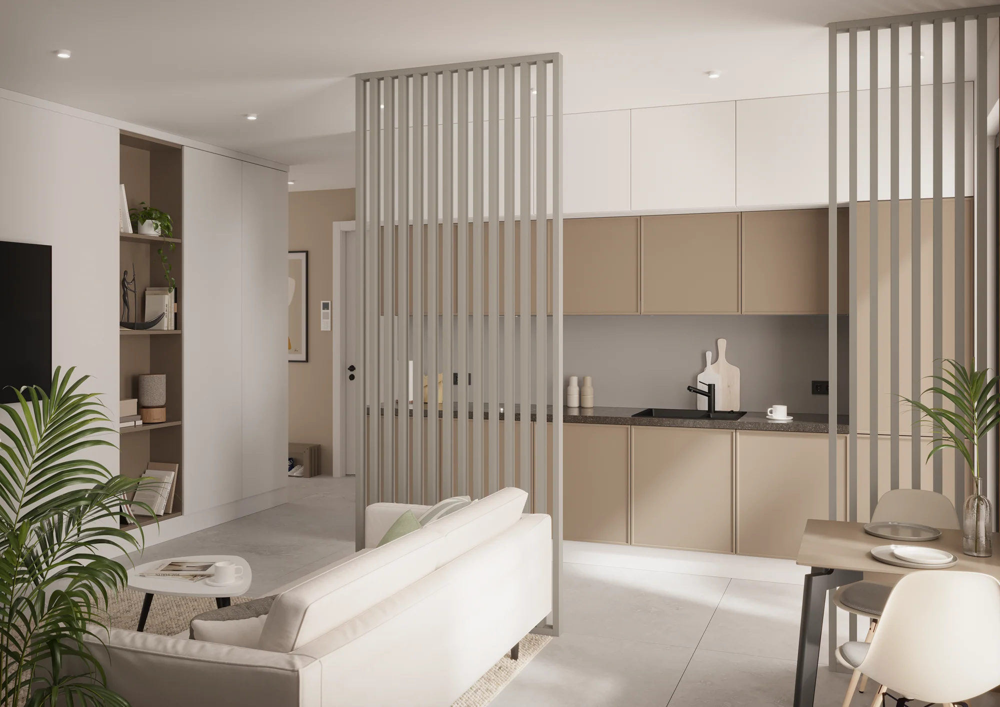 Frittstående spilevegg 30×70 med 50 mellomrom – Finish Foil (Sand Beige) Frittstående spilevegg 30×70 med 50 mellomrom – Finish Foil (Sand Beige) - Bilde 2