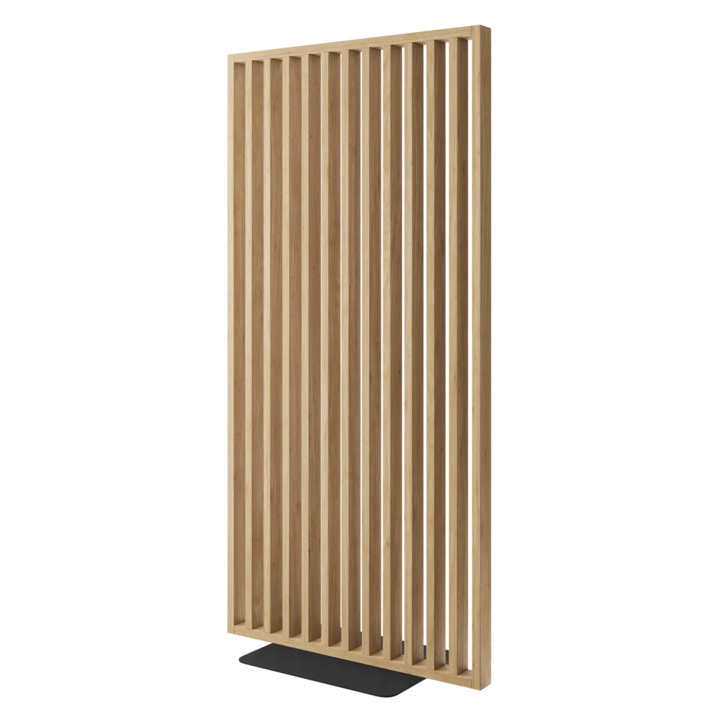 Frittstående spilevegg med base 30×70 med 50 mellomrom – Finish Foil (Natur Eik)